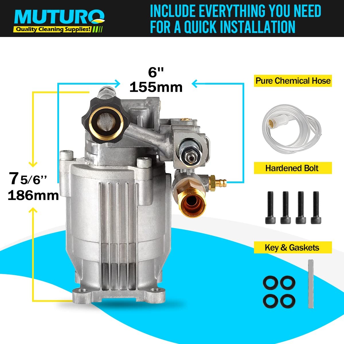 3/4″ Shaft Horizontal Pressure Washer Pump, 2600-3000 PSI, 2.5 GPM, OEM Pump …