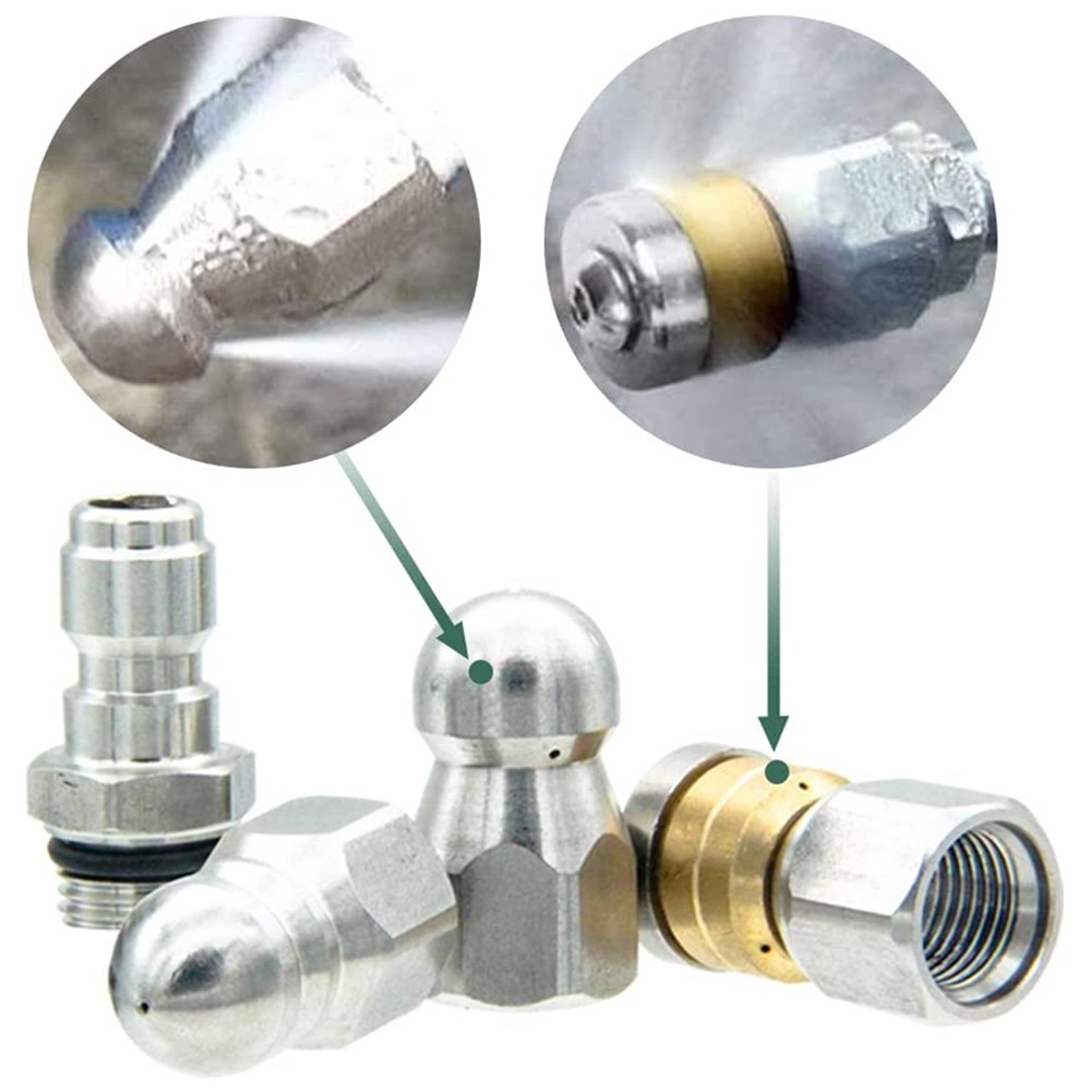3 PCS Sewer Jetter Rotary Nozzle 1/4 In Pressure Washer Hose Quick-Connect New