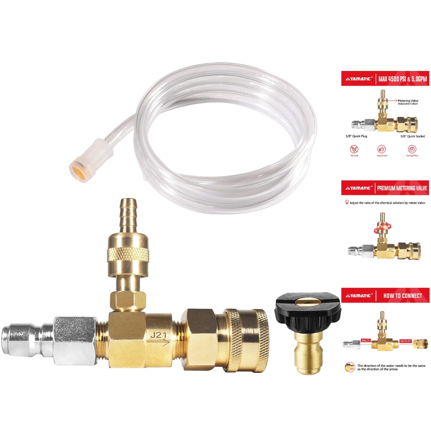 Max 4500 PSI Adjustable Soap Injector with Brass and Stainless Steel Design