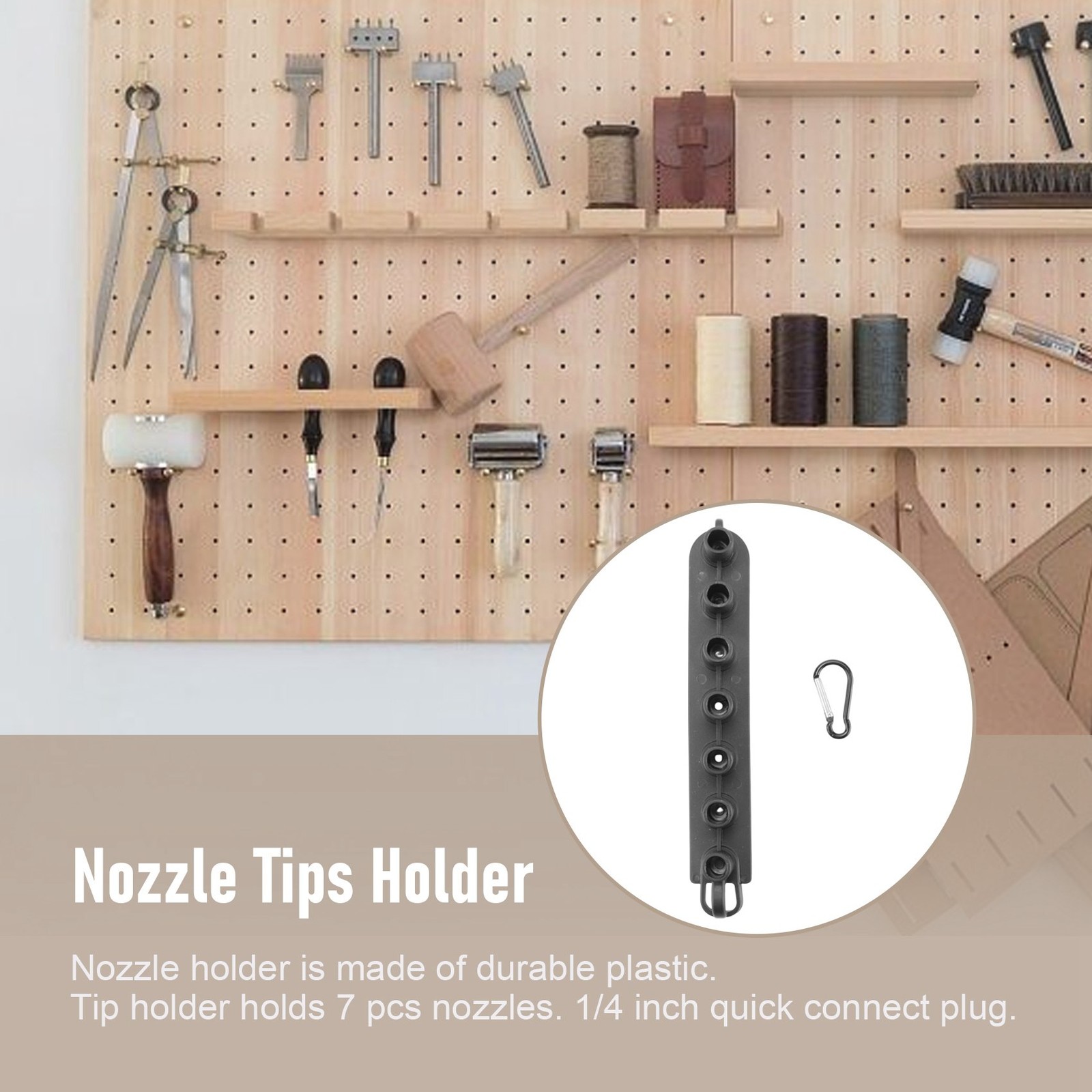 Pressure Washer Nozzle Holder, Holds 7 Nozzle Tips with 1/4 Inch 9175