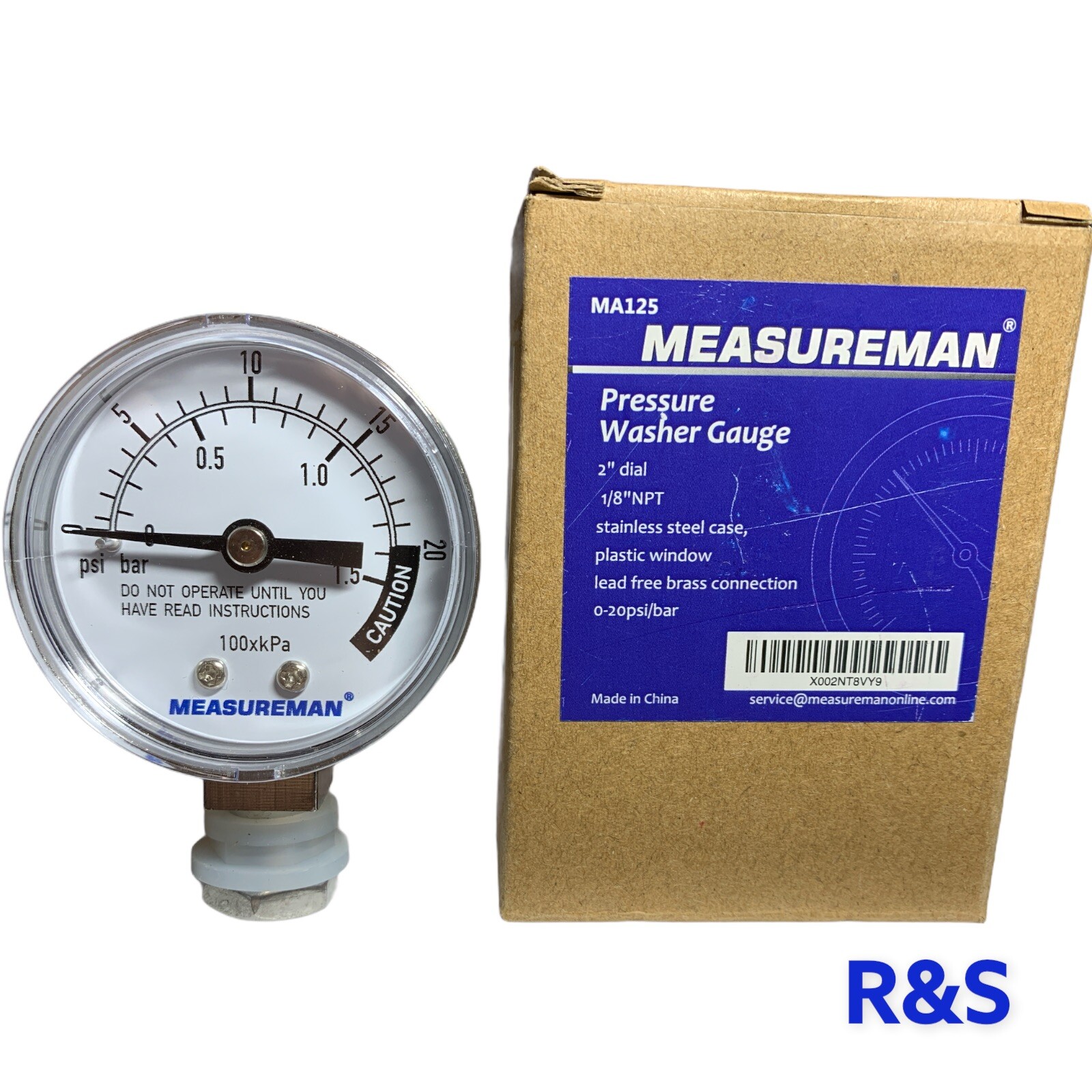 MEASUREMAN 2” PRESTO WASHER GAUGE # MA125 1/8” NPT STAINLESS STEEL CASE