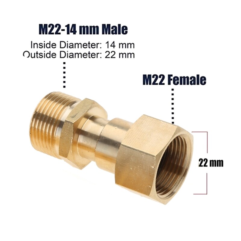 2 Pcs Pressure Washer Adapter M22 14mm Joint Connector Easy to Install