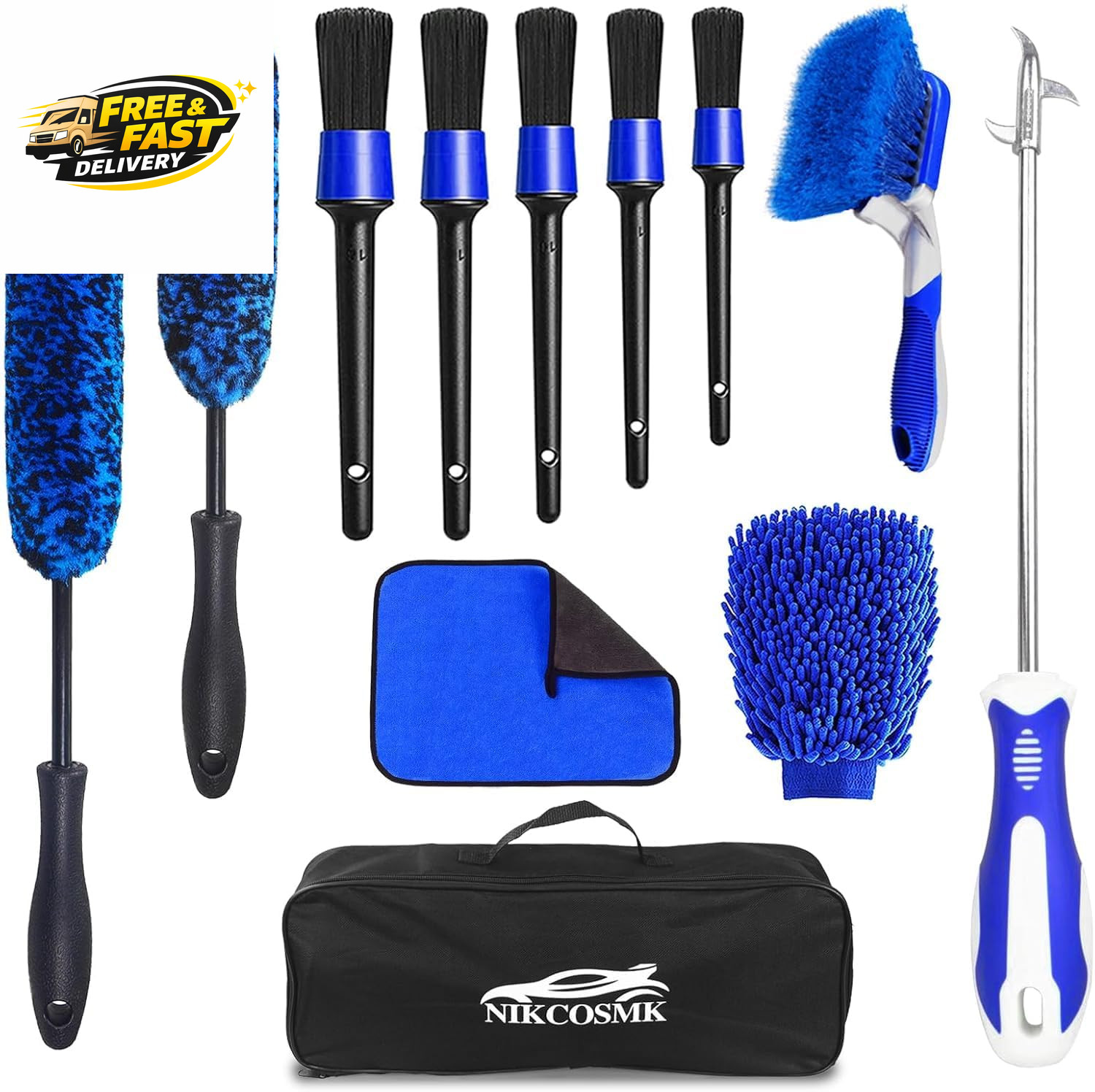 12Pcs Wheel Brush Kit for Cleaning Wheel and Tire, Wheel and Rim Brush, Car