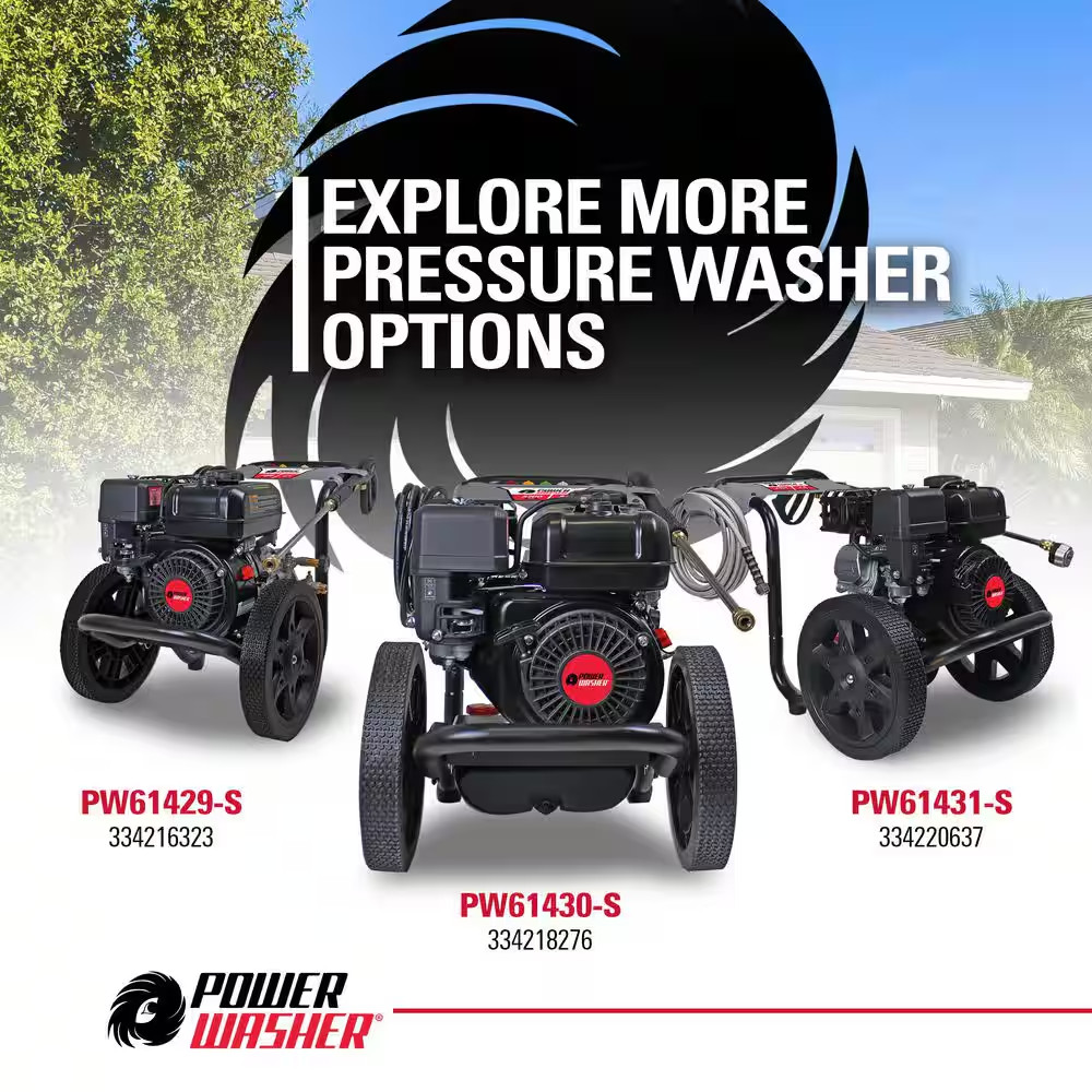 2900 PSI 2.4 GPM Gas Pressure Washer, Maintenance-Free Pump, Reliable Residentia