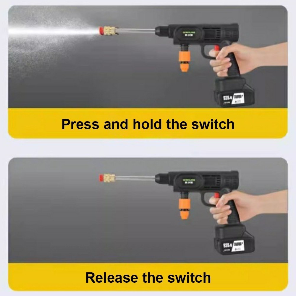 500W Cordless Water Spray Gun Portable High Pressure 50BAR Car Washer Cleaner