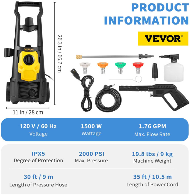 Compresora Para Lavar Carros Hidrolavadora De Alta Presion Lavadora 2000 PSI New