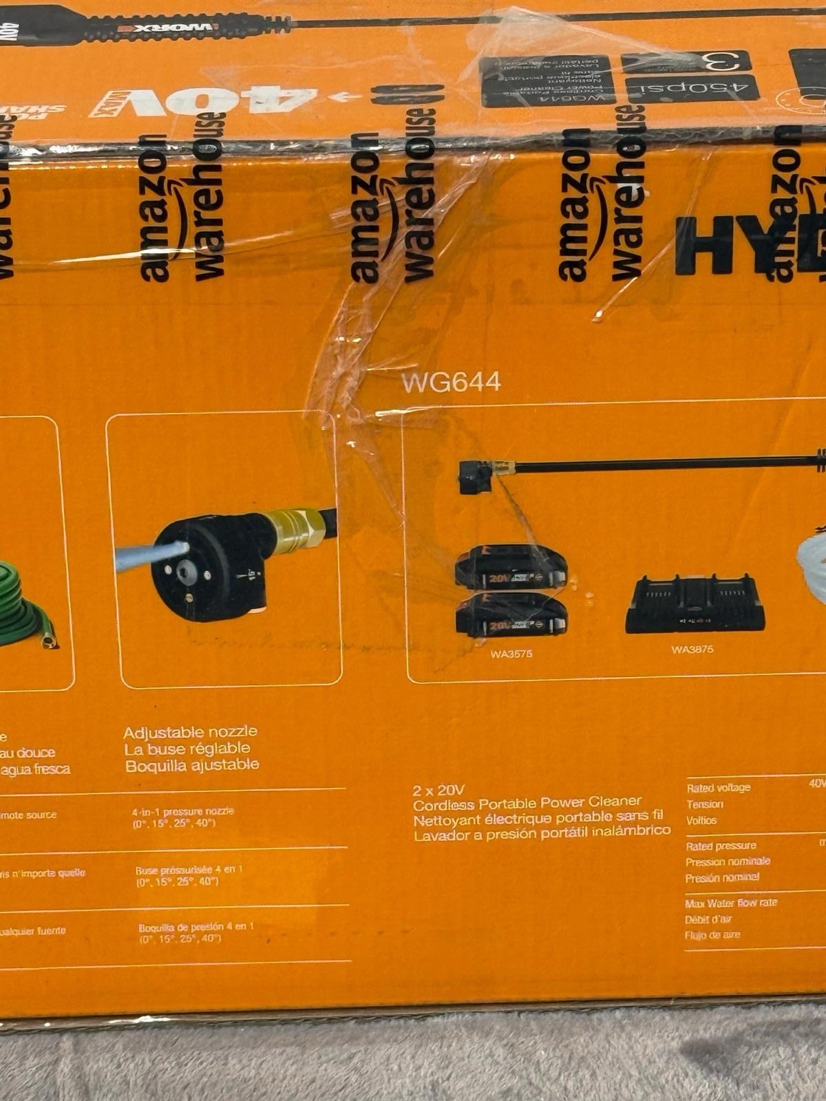 WORX HYDRO SHOT Portable Power Washer, Cleaner. 20Volt. WG629.1 With Battery.