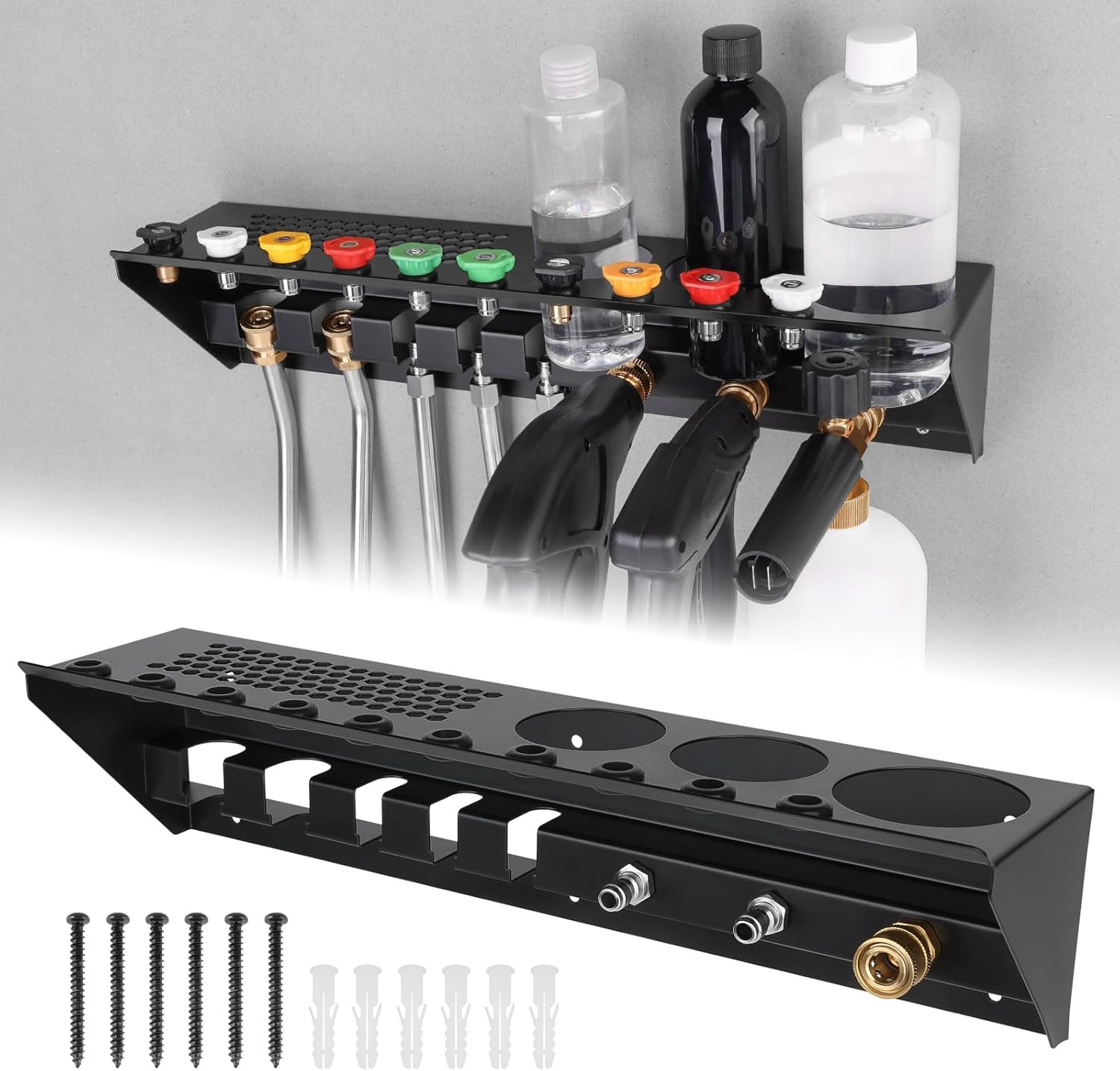 Pressure Washer Gun & Foam Cannon Holder with 1/4 Inch Quick Connector, Wall-…