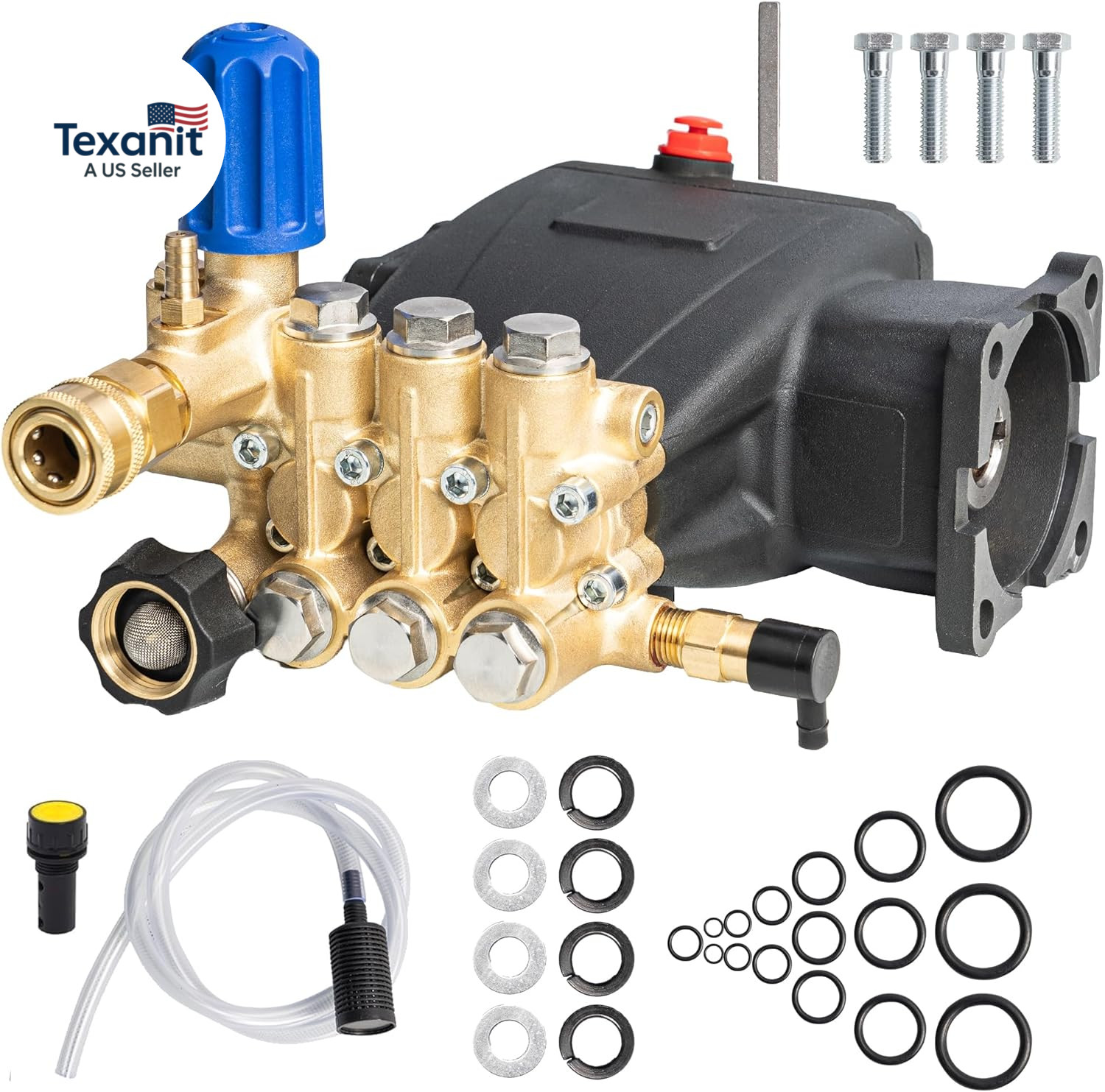 Pressure Washer Pump, 3700PSI 2.5GPM 3/4″ Shaft Horizontal Triplex Plunger Power