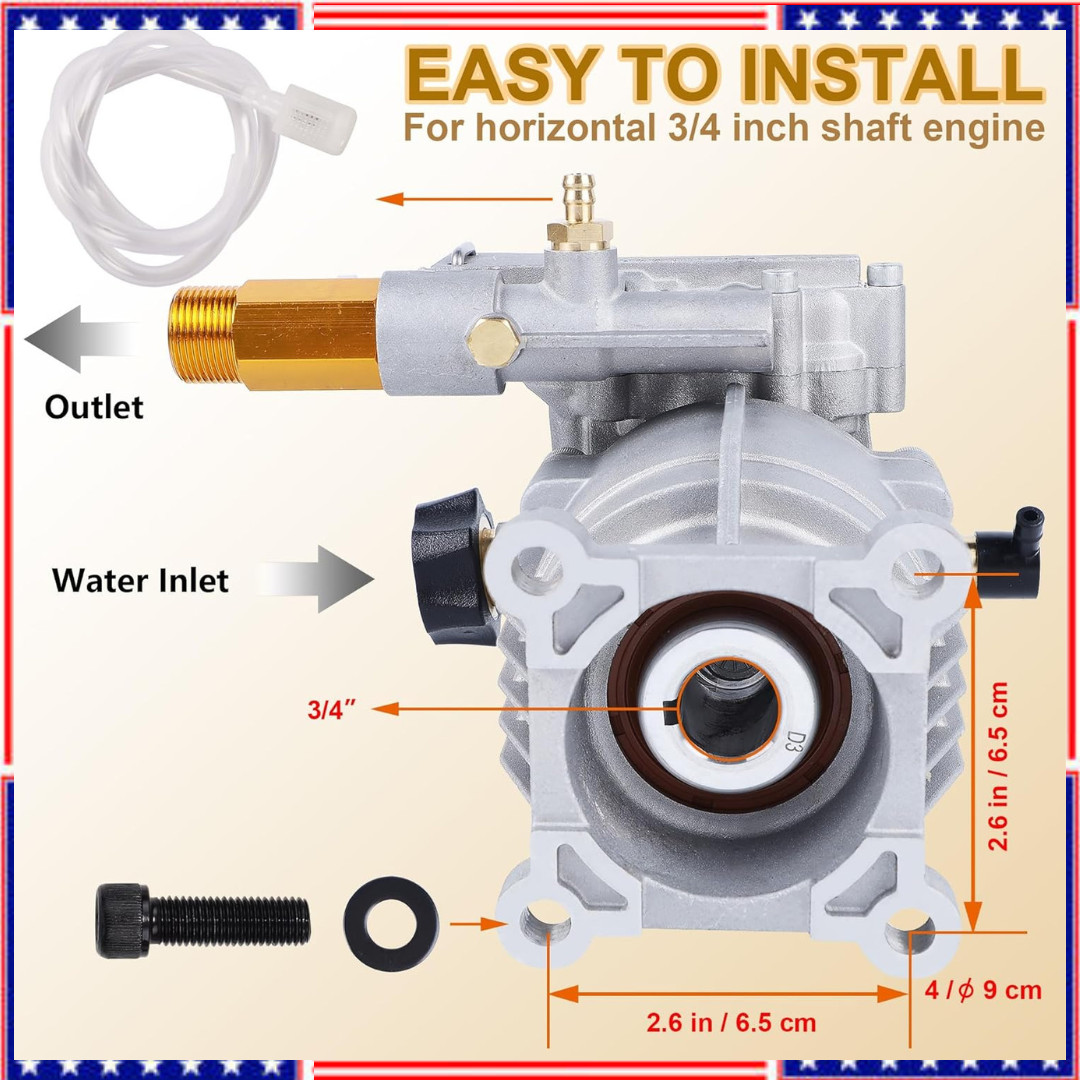 3400 PSI Pressure Washer Pump 3/4″ Shaft 2.5 GPM for Honda Simpson