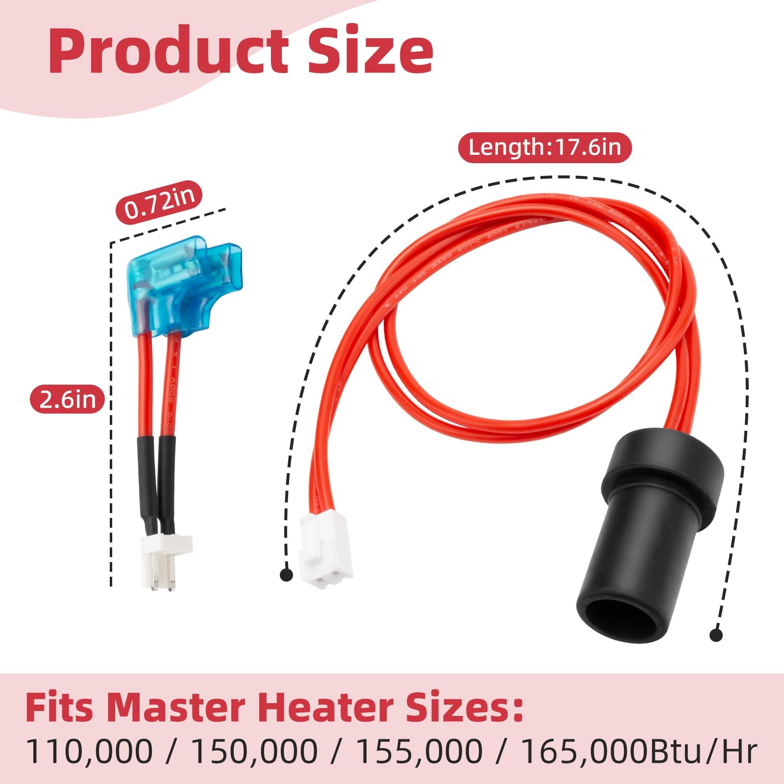 F226865 Flame Sensor Kit Compatible with Mr Heater Kerosene Forced red、black