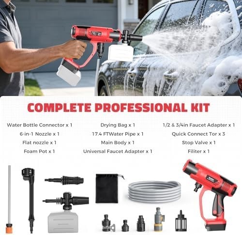 Cordless Pressure Washer for Milwaukee M18 Battery, Portable Cordless Power Wash