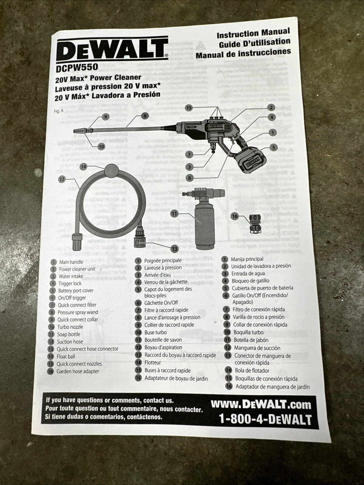 DEWALT DCPW550B 20V MAX Cordless 550-psi Pressure Washer Cleaner Kit Tool Only