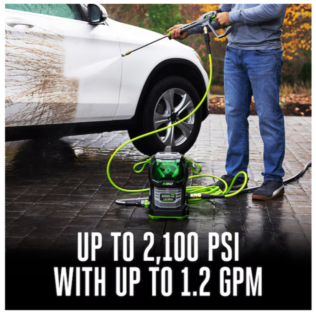 EGO POWER+ Compact 2100-PSI 1.2-GPM Cold Water Battery Pressure washer with 4 Sp