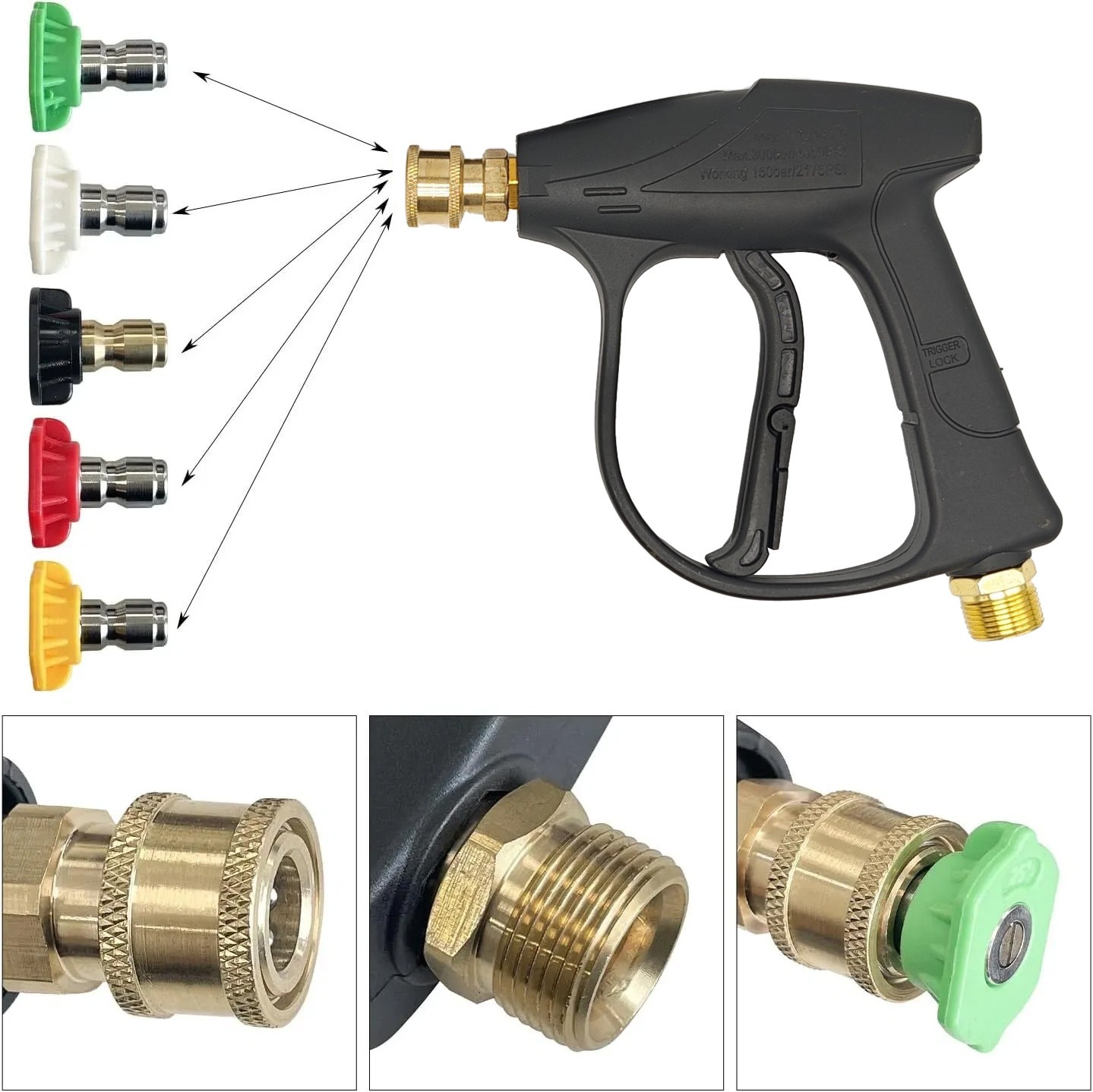 1/4″ Snow Foam Pressure Washer Gun Car Wash Soap Lance Cannon Spray Jet Bottle