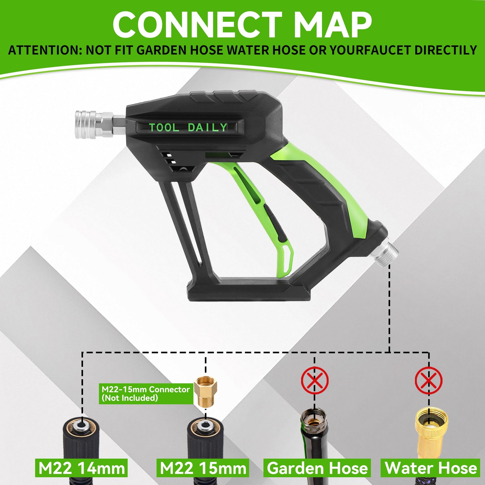 Short Pressure Washer with Mini Foam Cannon, Dual Connector Accessory, 5 Powe…