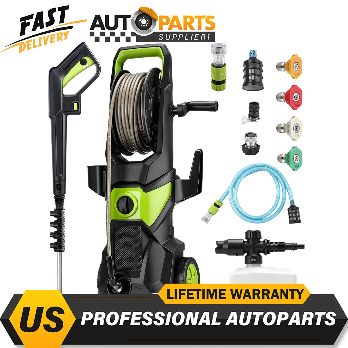 Electric High Pressure Washer 5000PSI 3.2GPM w/ 4 Nozzles for Home Cars Fences
