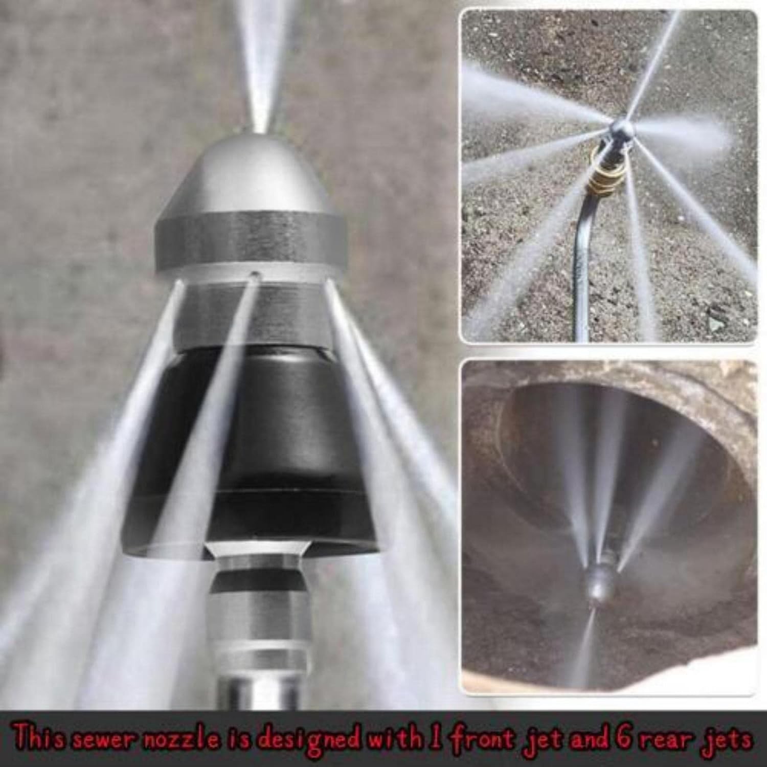 Sewer Cleaning Tool High-pressure Nozzle 5000psi Pipe Cleaner 1/4 Inch Connector