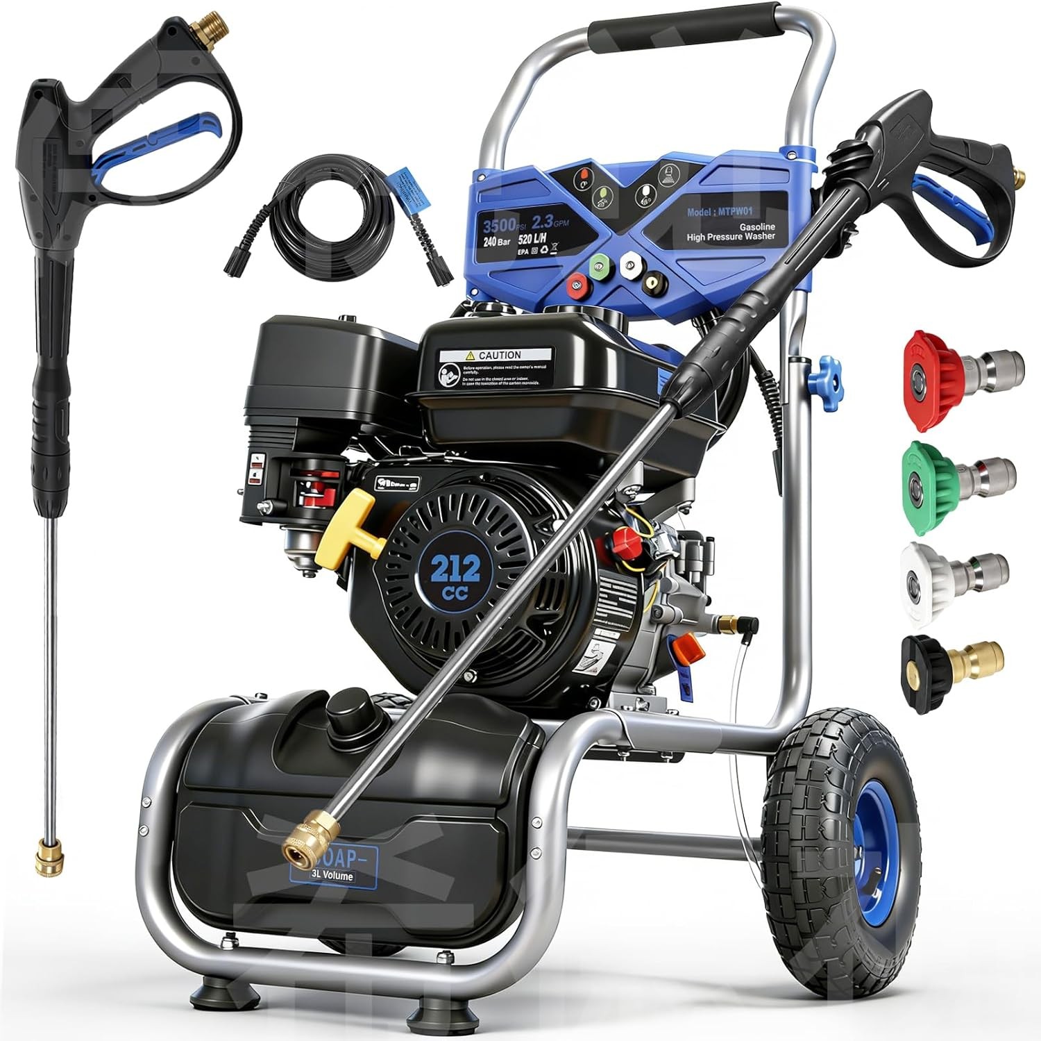 3500PSI Gas Pressure Washer 212CC / 2.3GPM / 7HP / 4-Stroke Gas Power Washer