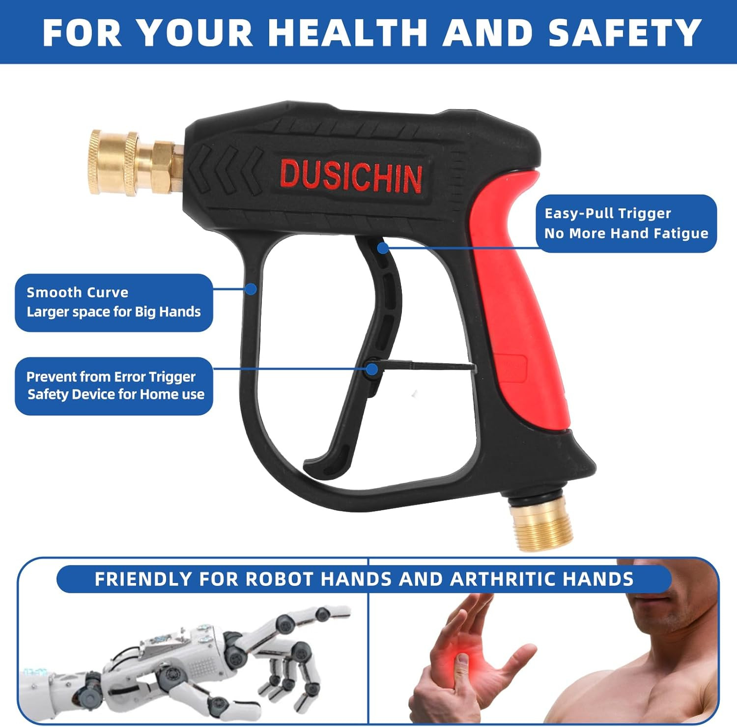 DUS-022 Short Wand High Pressure Washer Gun 3000 PSI for Pressure Power Washers