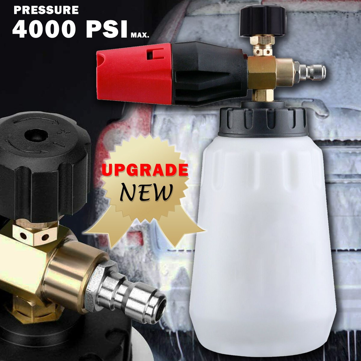 1/4″ Snow Foam Cannon Gun Car Wash Soap Lance Sprayer Pressure Washer Bottle