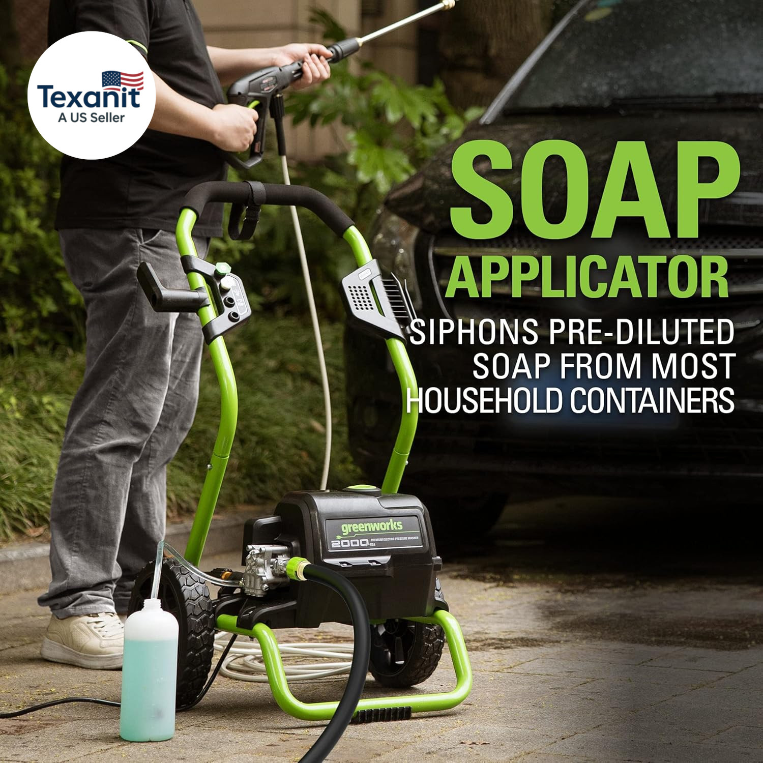 2000 PSI (13 Amp) Electric Pressure Washer (Wheels for Transport / 20 FT Hose /