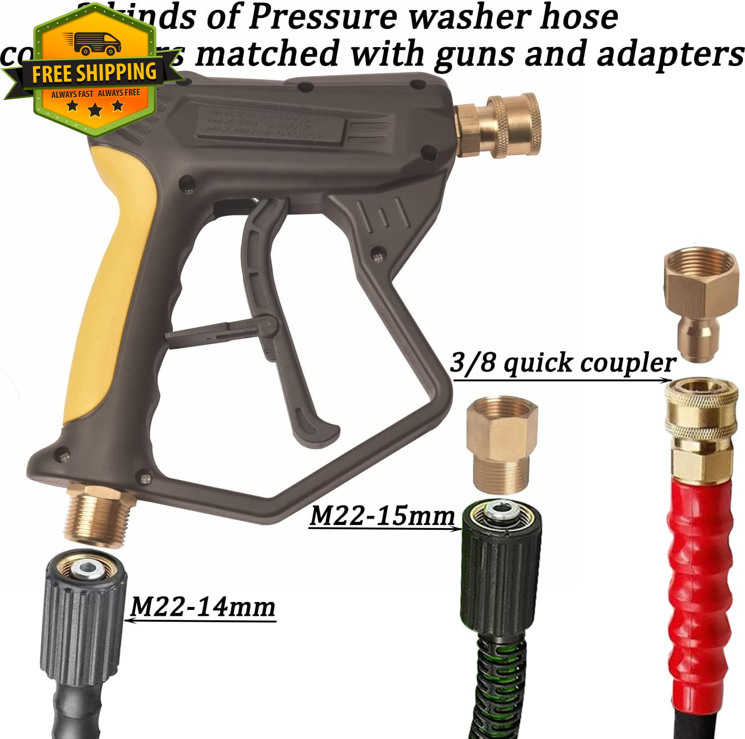 High Pressure Washer Spray Wand with Foam Cannon and 7 Nozzles Car Wash Kit