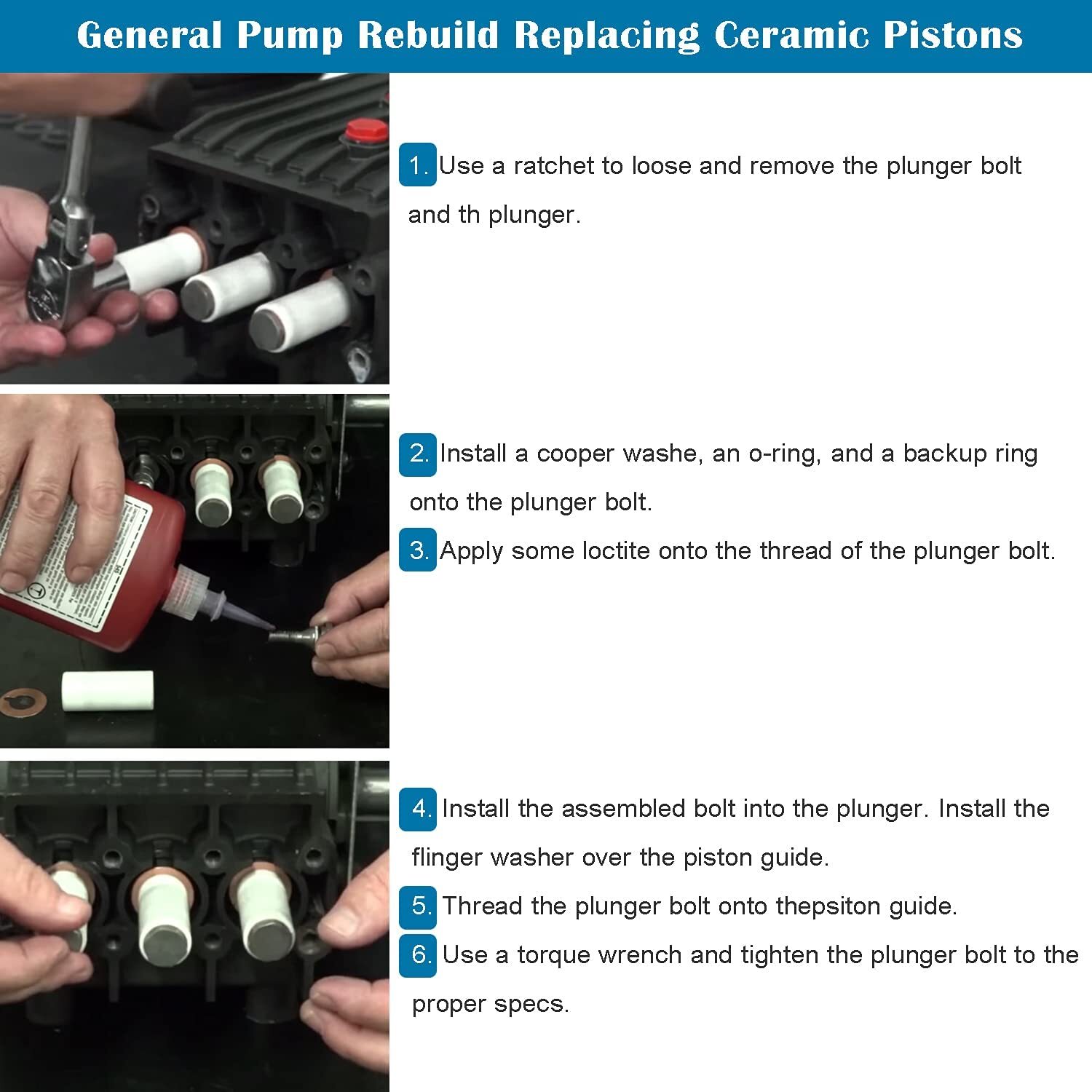 3pcs General Pump Piston Ceramic 51040009 For TP Pumps General Pump (15x25x9 mm)