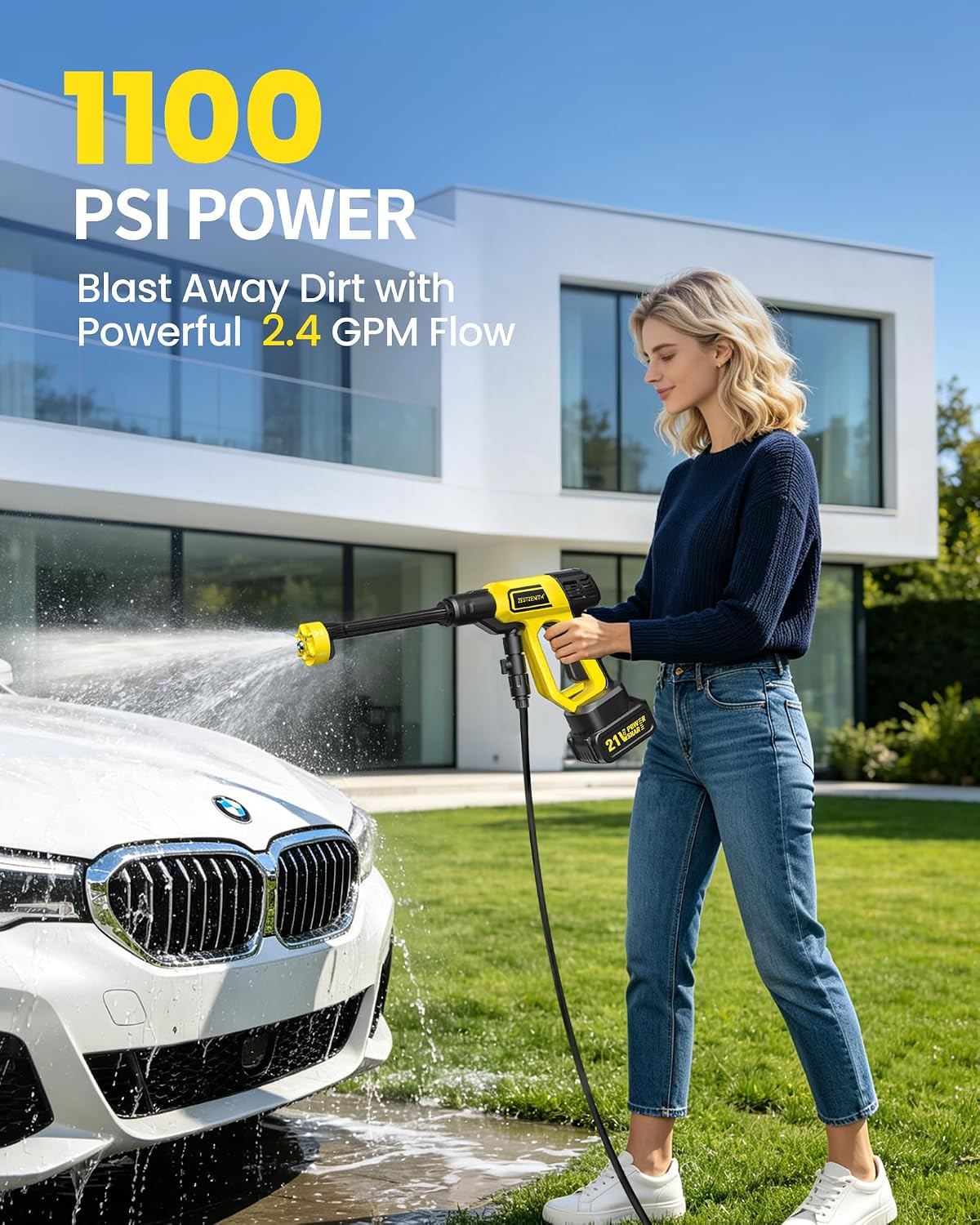 Cordless Pressure Washer Battery Powered, Handheld Cordless Power Washer | 1100