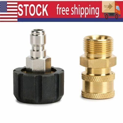 Pressure Washer Hose Connector Adapter Set Quick Connect Gun to Wand M22 to 1/4″