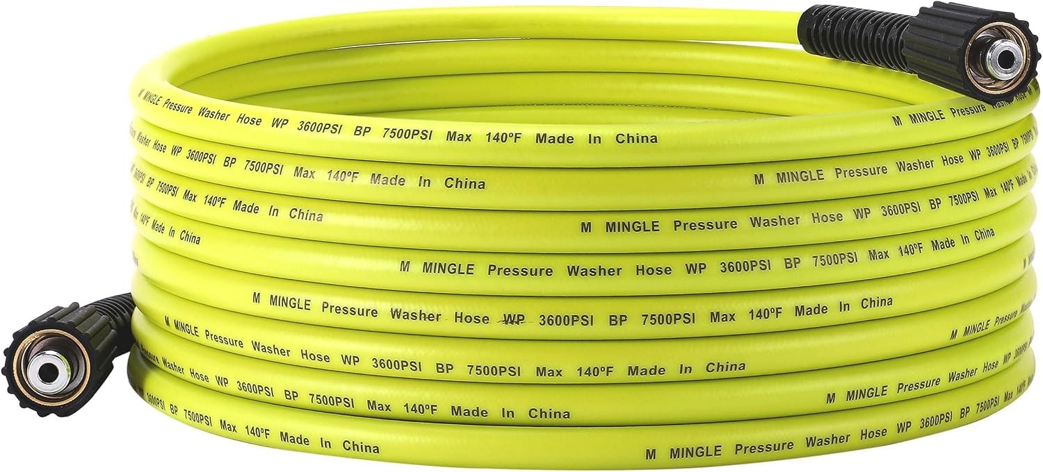 25 FT Flexible Pressure Washer Hose with M22 14mm Fittings – Durable & Reliable