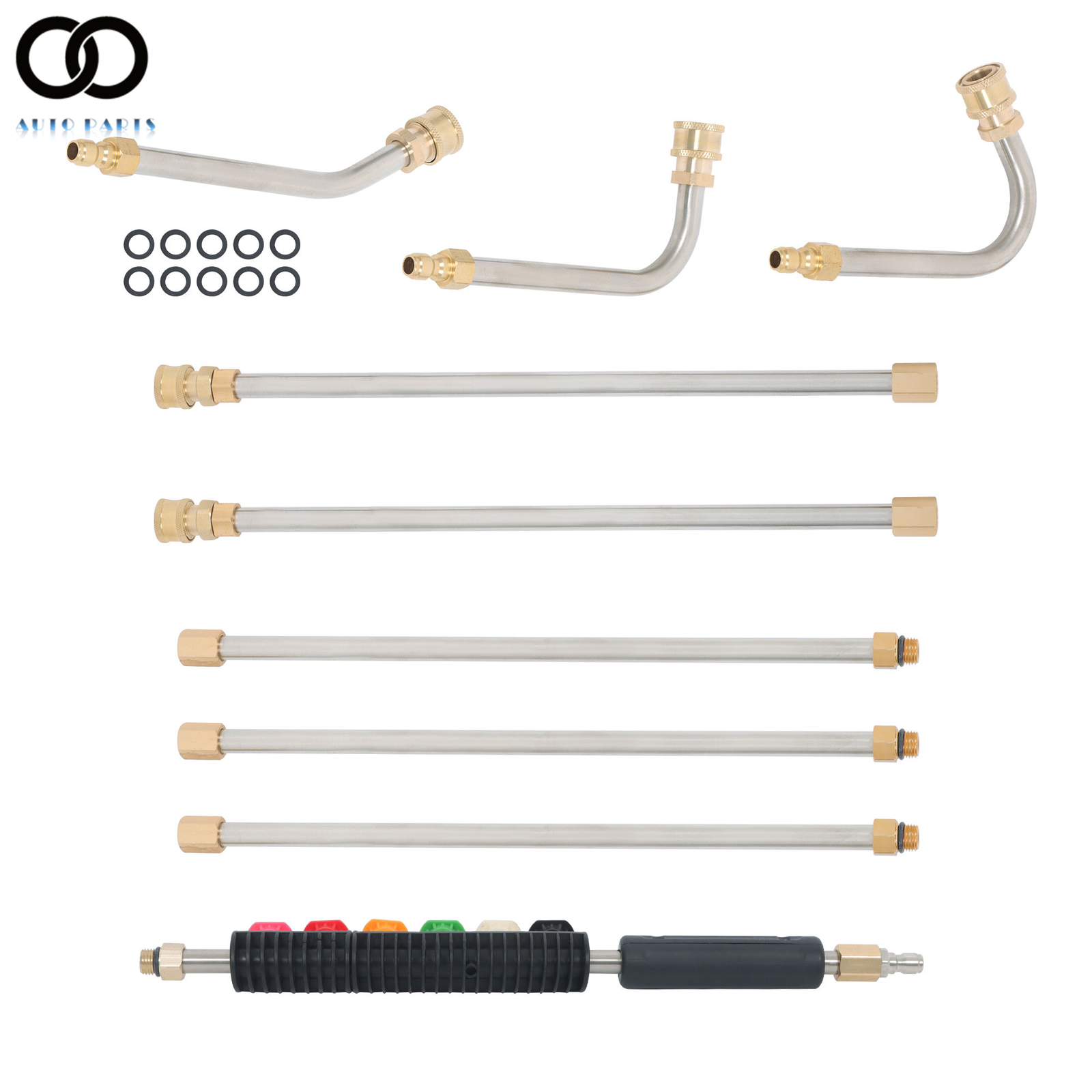 9X Pressure Washer Extension Wand Set 97″ Washer Lance Roof Gutter Cleaning Tool