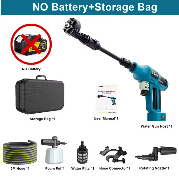 Gisam 250Bar Brushless Electric High Pressure Washer Gun 4Gear