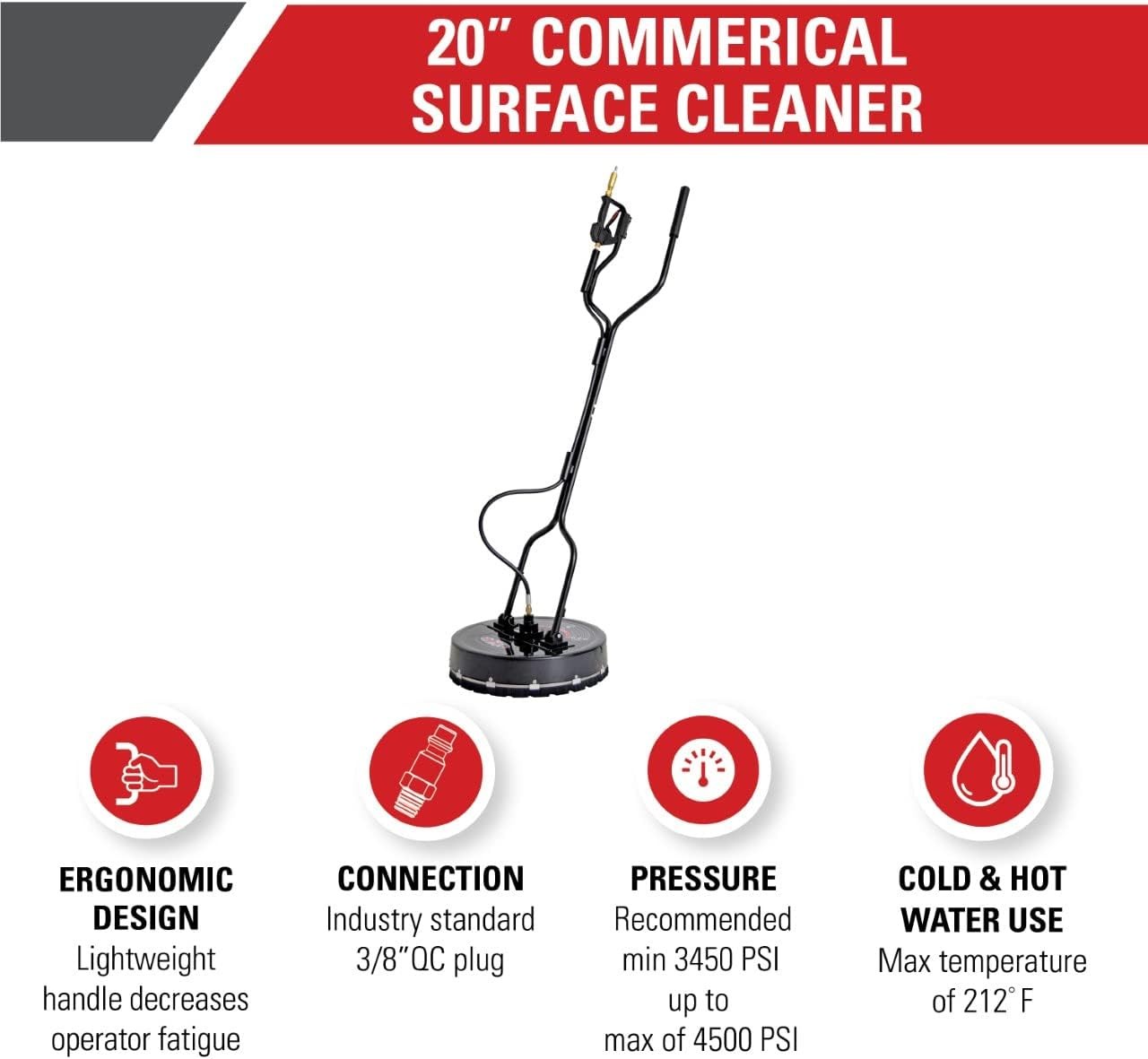 Cleaning 80182 Universal 20″ Industrial Pressure Washer Surface Cleaner for Hot