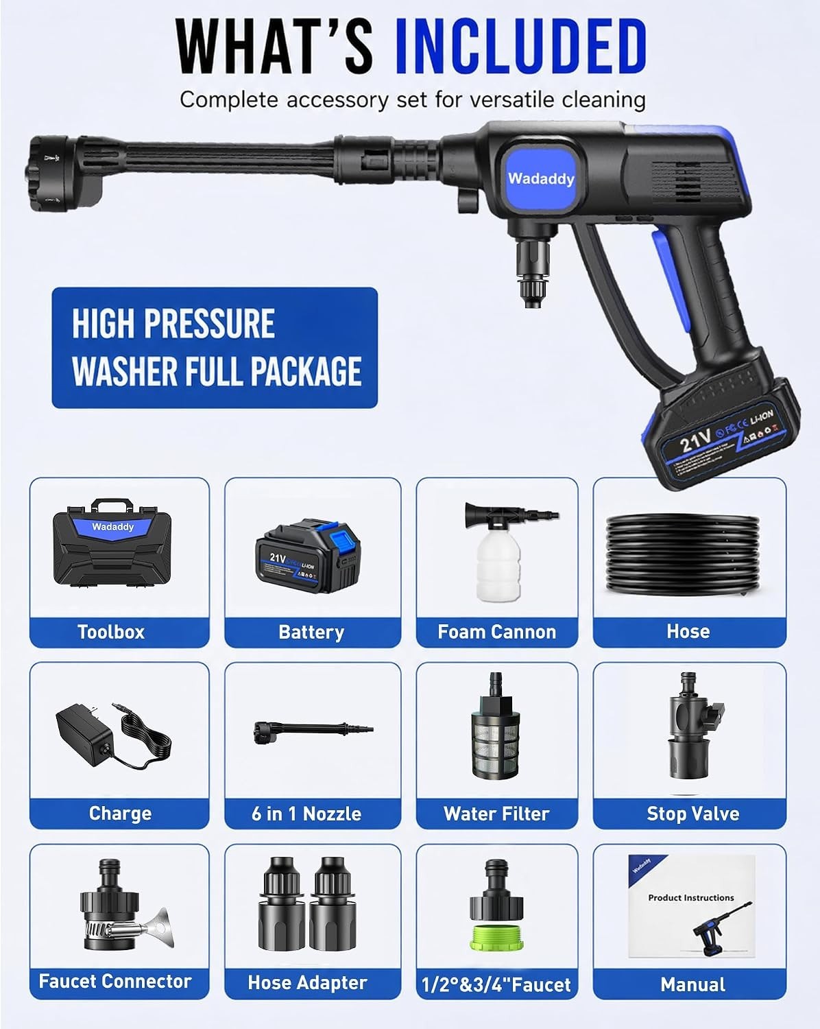 1250 PSI Cordless Power Cleaner – Lightweight & Portable for All Cleaning Needs