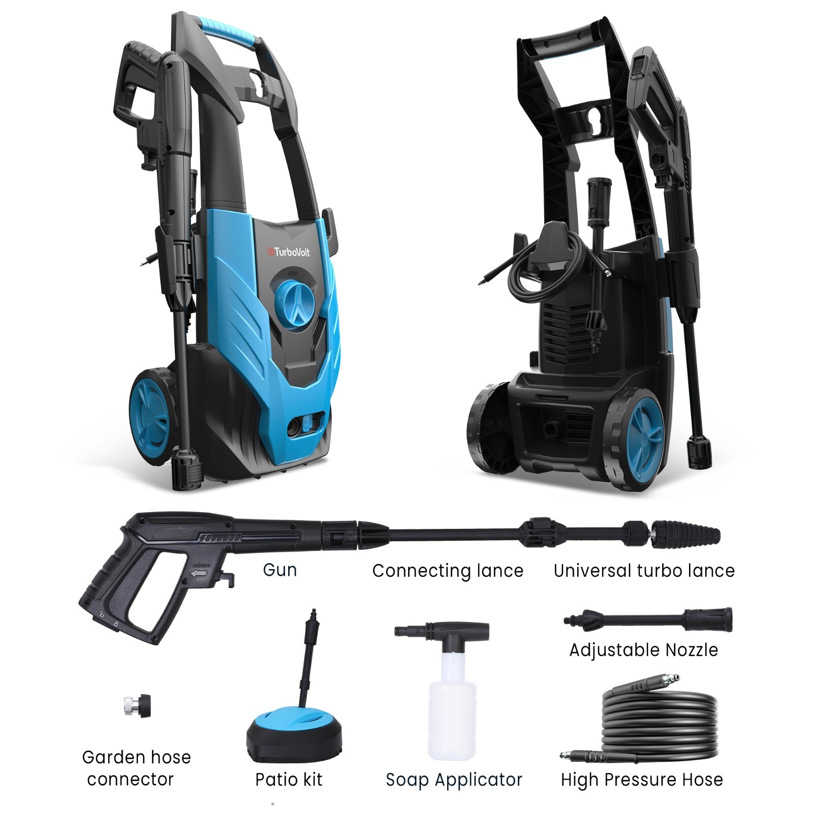 1600PSI Electric Pressure Washer High Pressure Cleaner Machine 1.71GPM Power