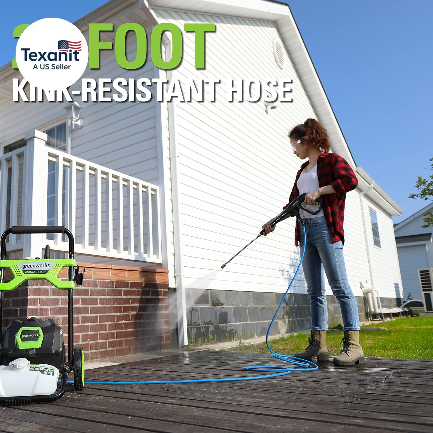 2000 PSI (1.2 GPM) Electric Pressure Washer, Steel Wand, On-Board Soap Tank (25°