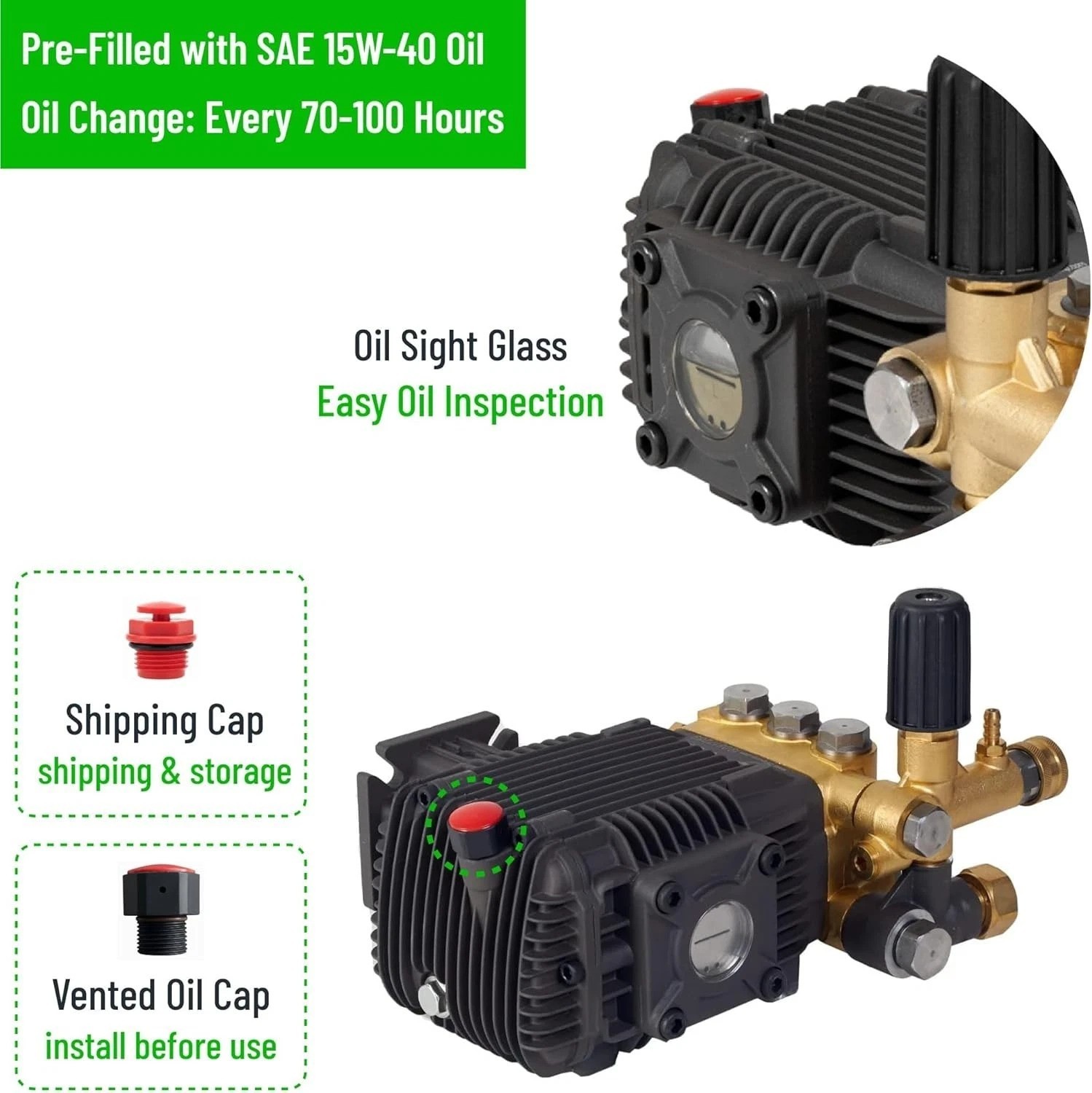 Durable 3000 PSI Pressure Washer Pump with External Unloader and Detergent Tube