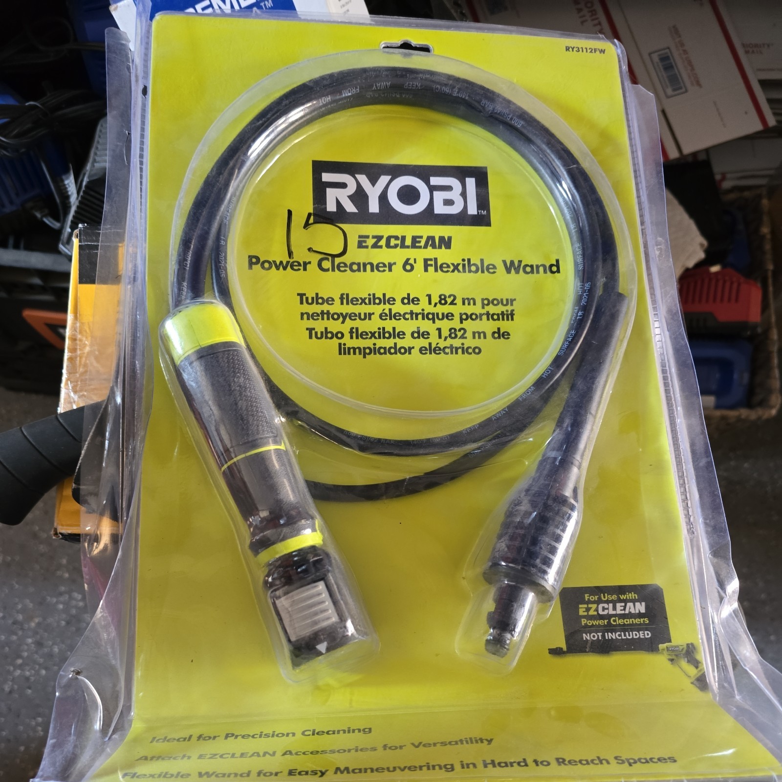 RYOBI EZCLEAN POWER CLEANER 6′ FLEXIBLE WAND RY3112FW New In Package