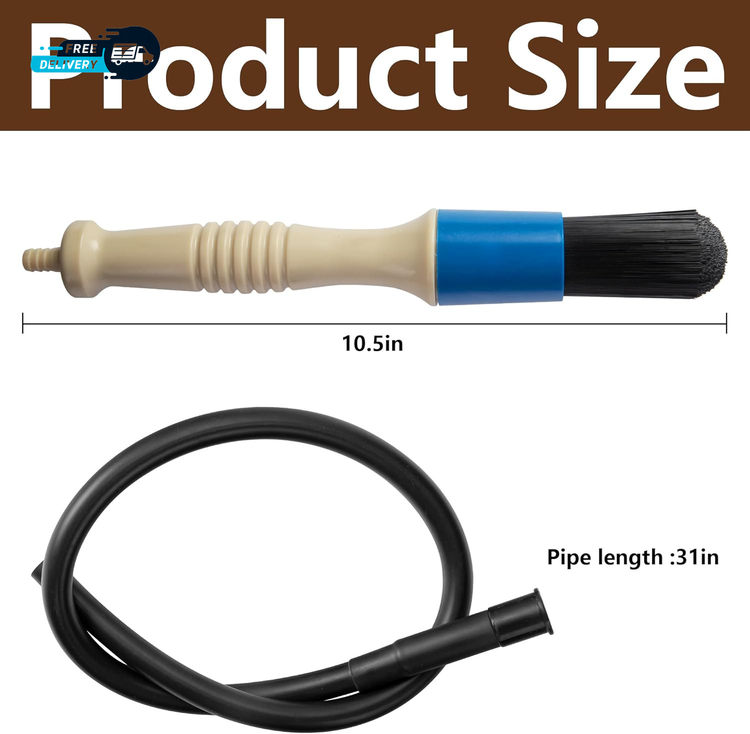 Parts Washer Brush with Hose- Wear Resistant Parts Cleaning Brush with 31 Inch