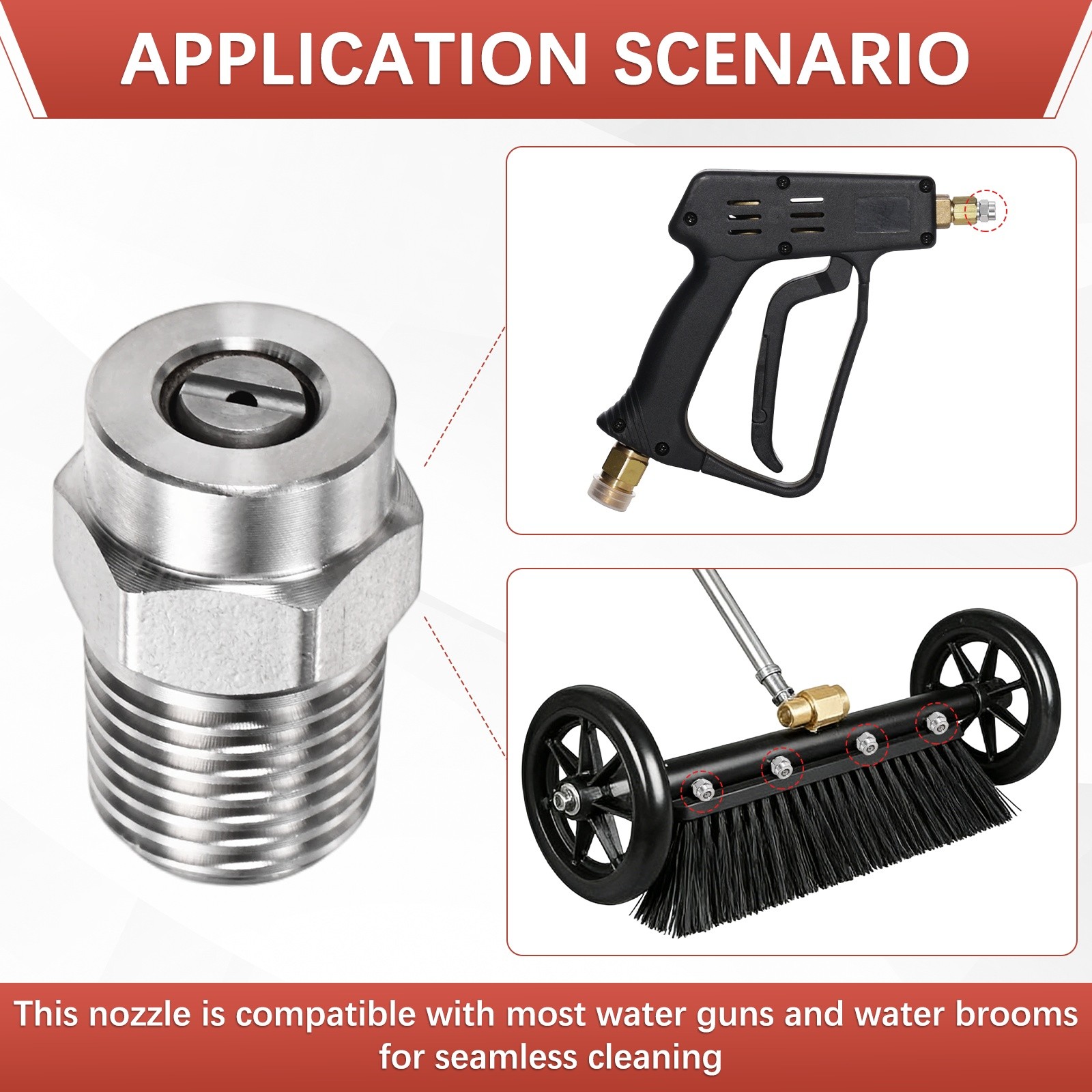 1/4″ NPT 15° Surface Cleaner Tip [2PCS] – Pressure Washer Nozzle [1.156MM Pore]