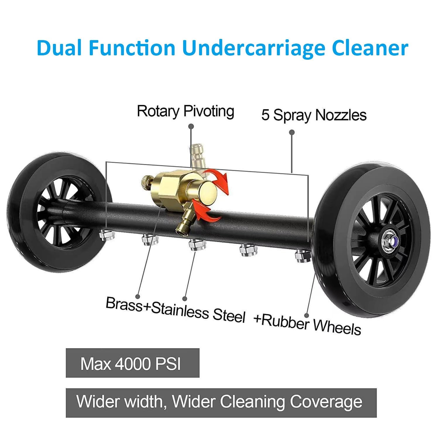 18″ Large Undercarriage Pressure Washer Attachments with 5 Nozzles Under Car …