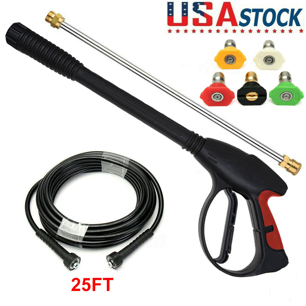 High Pressure Car Power Washer 4000PSI Spray Gun Wand Lance Nozzle Tips Hose Kit