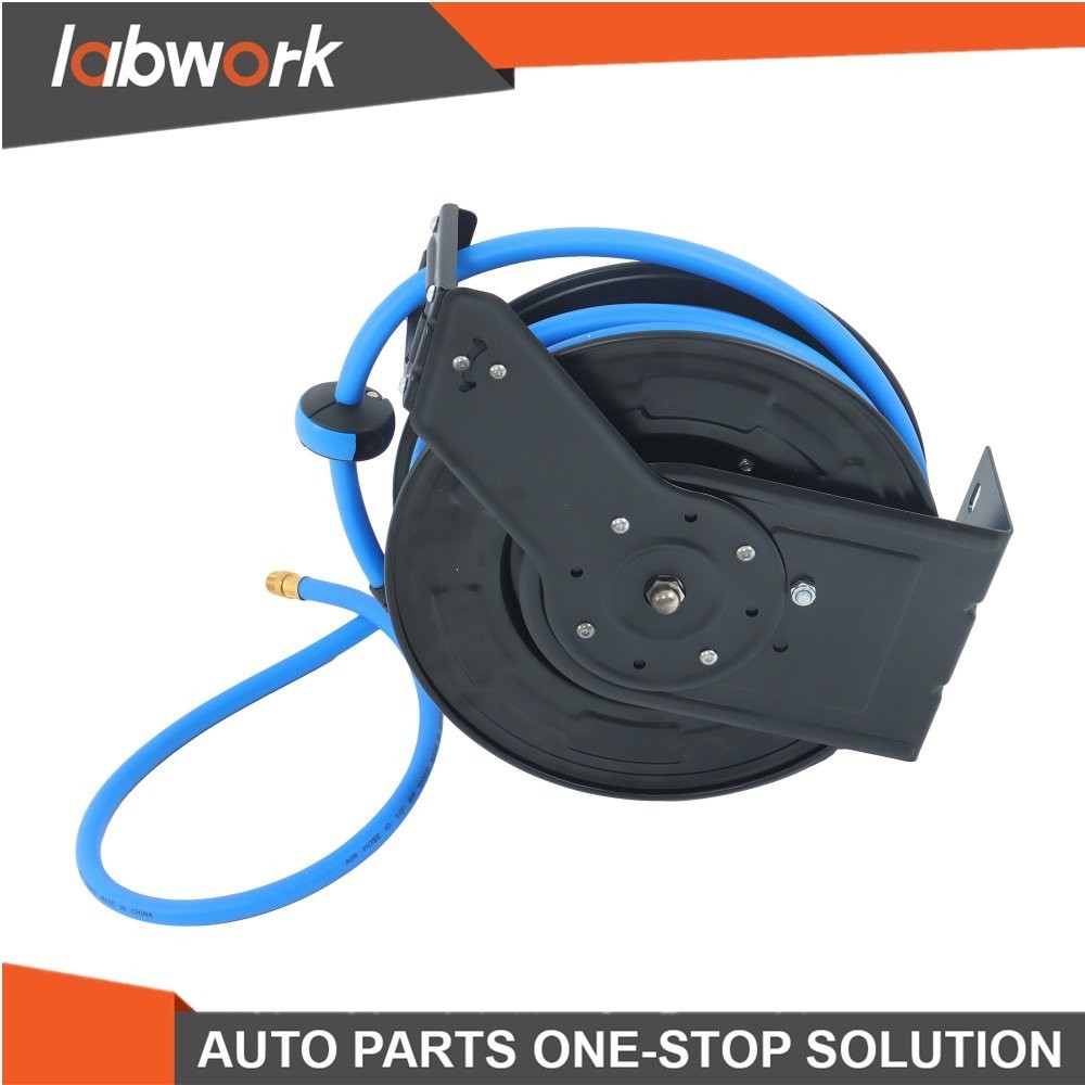 Labwork Double Arm Hose Reel With 1/2” x 50′ Premium Rubber Hose Retractable