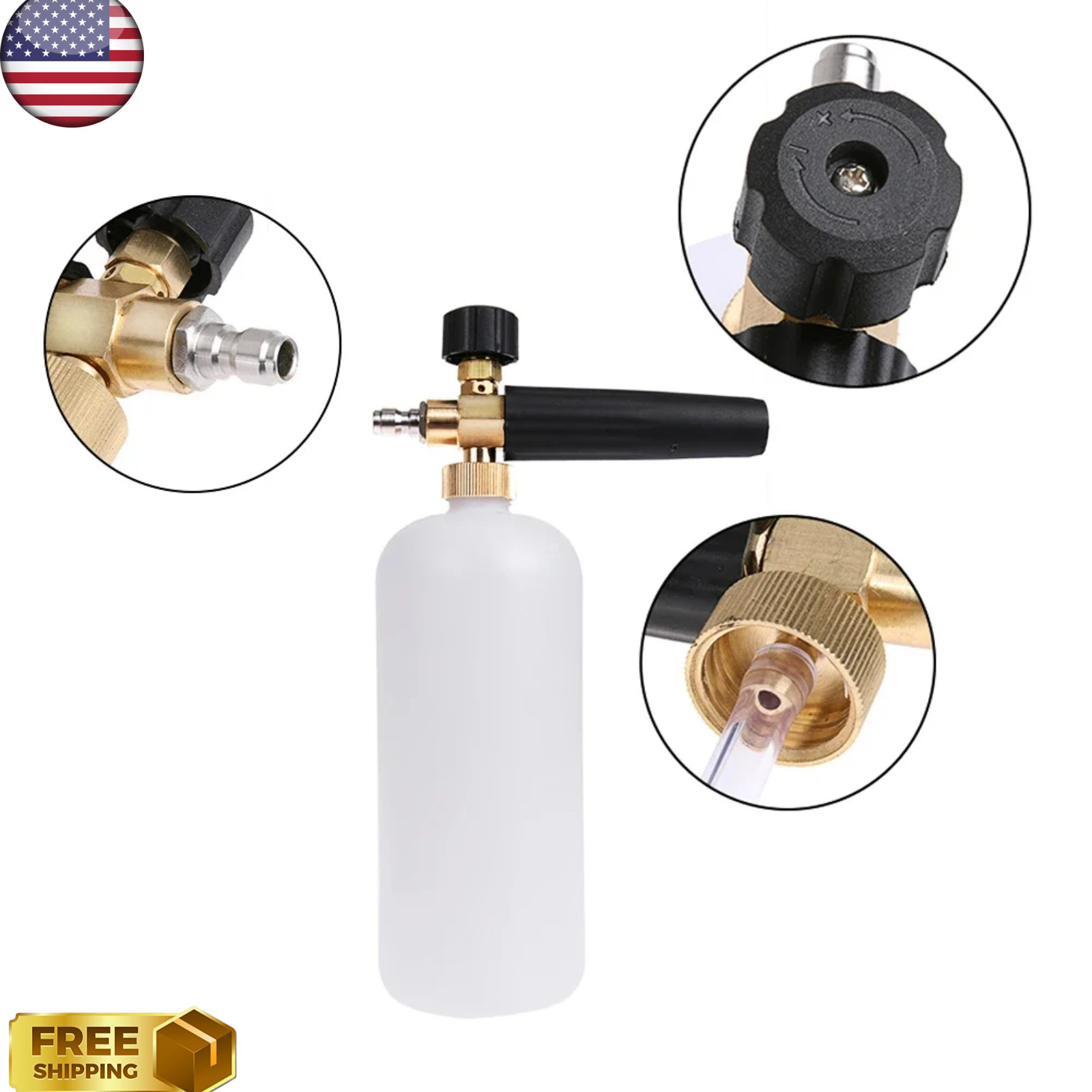 1/4″ Snow Foam Cannon Gun Car Wash Soap Lance Sprayer Pressure Washer Bottle