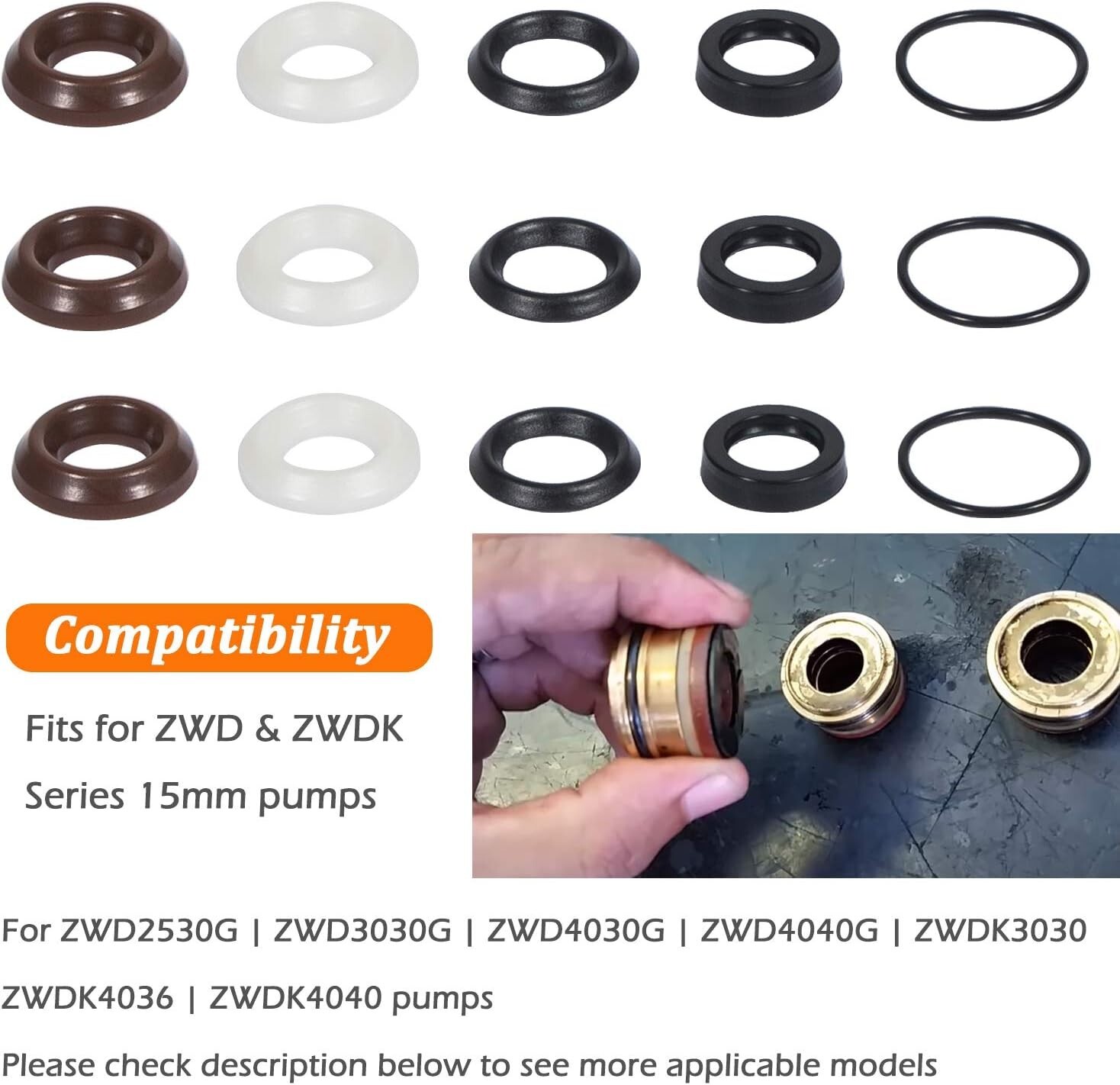 15MM Pressure Washer Pump Water Seal Repair kit Packing Kit for ZWD ZWDK Series