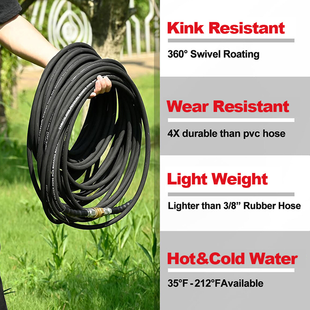 YAMATIC 4000 PSI 1/4″ Pressure Washer Hose Kink-Wear for Hot Water