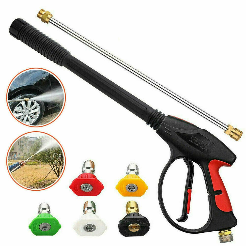 High Pressure Power Washer Spray Gun Wand Lance 1/4” Nozzle Tips Hose Kit M22