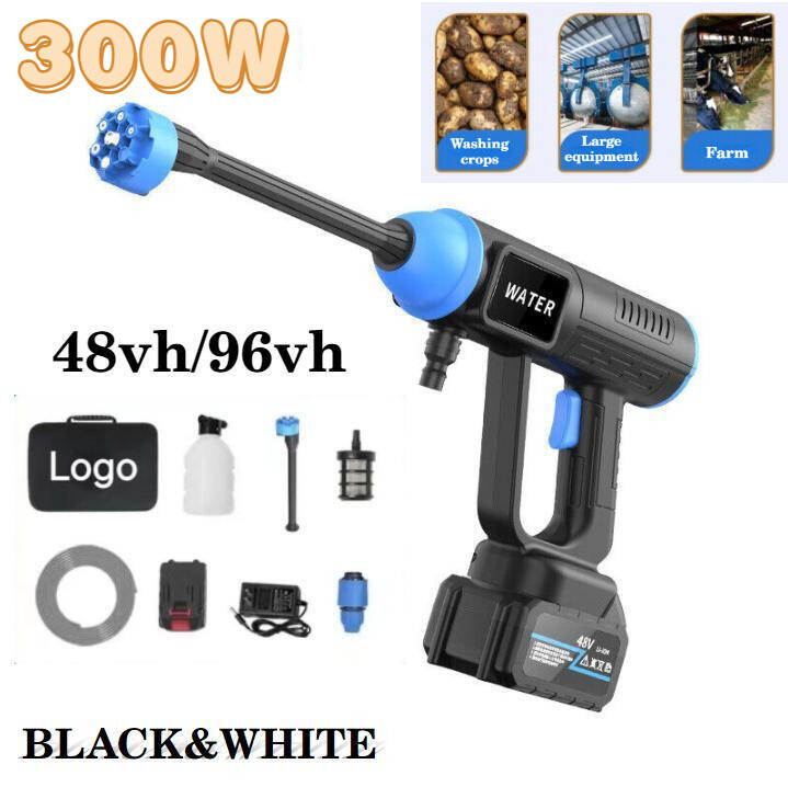 48/96vh 300W Cordless Water Spray Gun Portable High Pressure Car Washer Cleaner