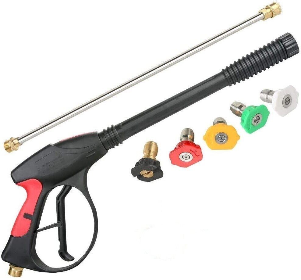 High Pressure Power Washer Spray Gun Wand Lance Nozzle Tips 50FT Hose Kit M22